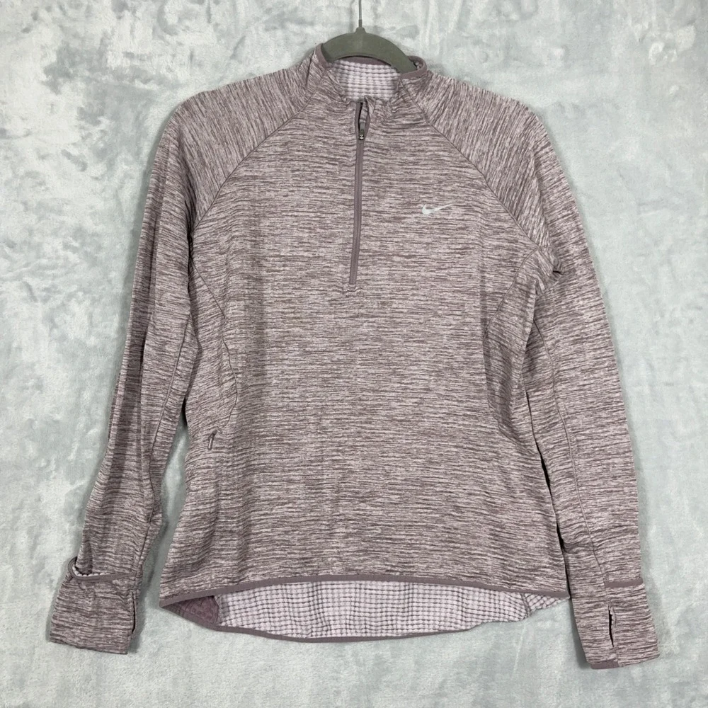 Nike Women Pullover M Purple Dri-FIT 1/4 Zip Thumbhole Running Athleisure Gorp